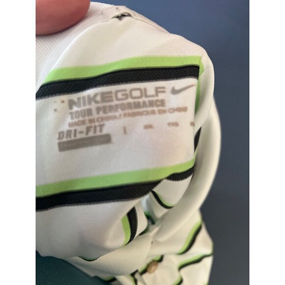 Nike Golf Tour / DisneyWorld  Performance Polo Shirt XXL White Green Striped - Picture 3 of 10